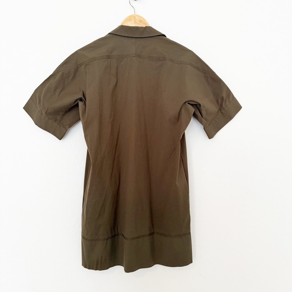 Lafayette 148 New York Army Green Maggie Cotton Shirt Dress Size Small - Picture 4 of 5